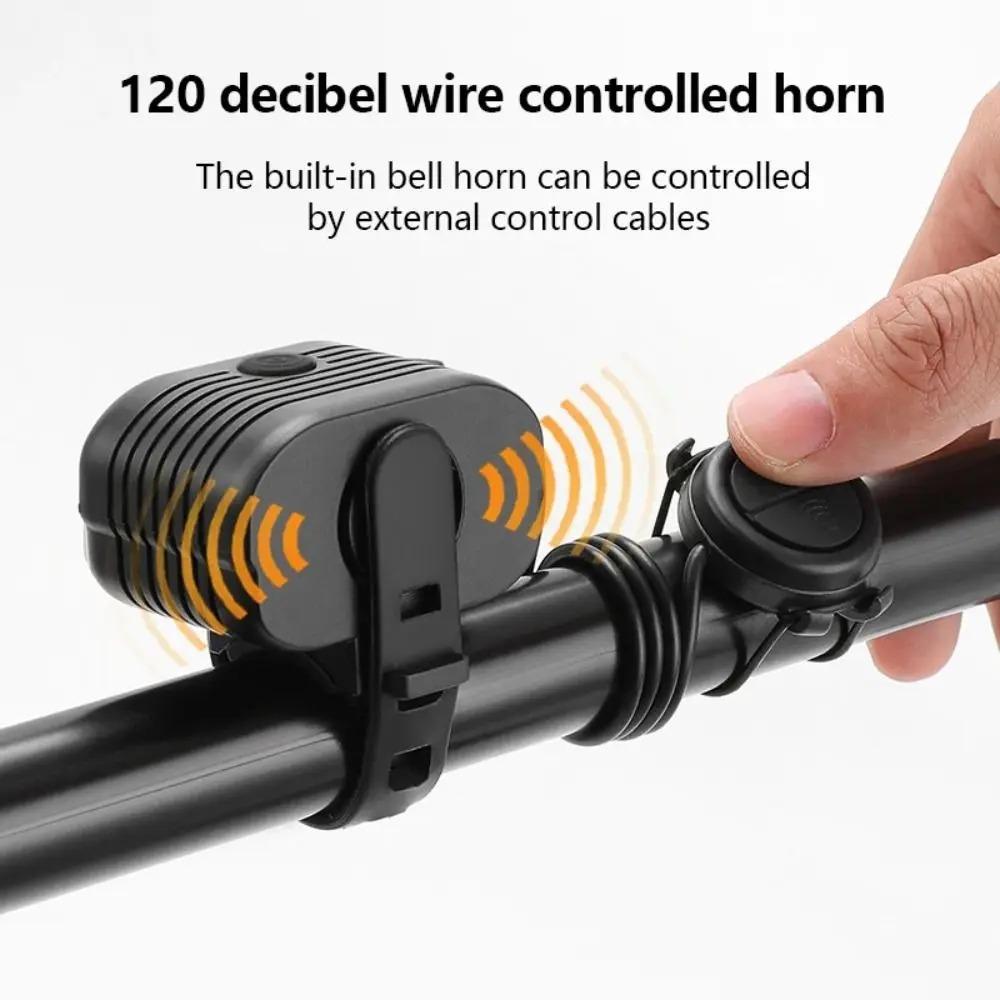 Dual-Beam Bicycle Headlight with Horn,Super Bright LED,High/Low Beam,6 Modes,USB Rechargeable,Waterproof,Safety Light for Night Riding,Road,Mountain