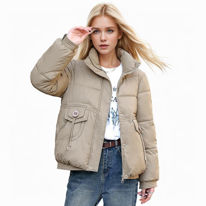 GMXIA Damen Vintage Casual Einfarbig Druck Herbst Winter Langarm Stehkragen Jacken & Mäntel