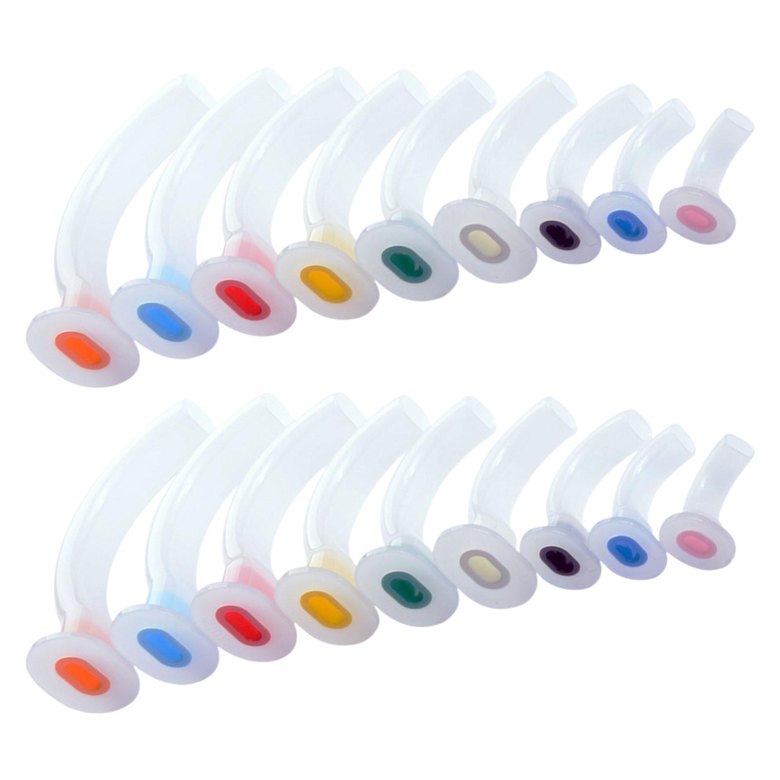 

18Pcs Multicolor Oral Airway Tube Soft PE Reinforced Bite Block Disposable Patient Air Tube Guide Bend Structure