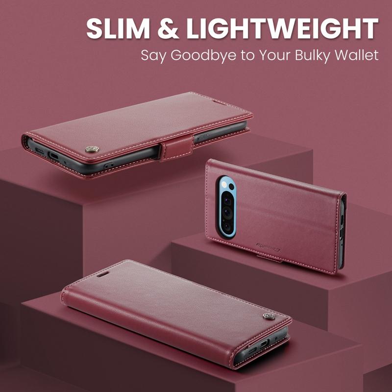 

Кожаный чехол-книжка с RFID-защитой и подставкой для Google Pixel 7 8 9 Pro XL 7a 8a 9pro, чехол-обложка, кармашек для карт, задняя крышка GooglePixel Fold красный