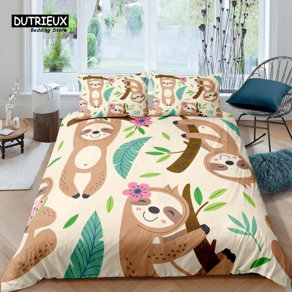 Home Living Luxury 3D Sloth Bedding Set Duvet Cover Set Pillowcase Kids Bedding Set Queen and King EU/US/AU/UK Size