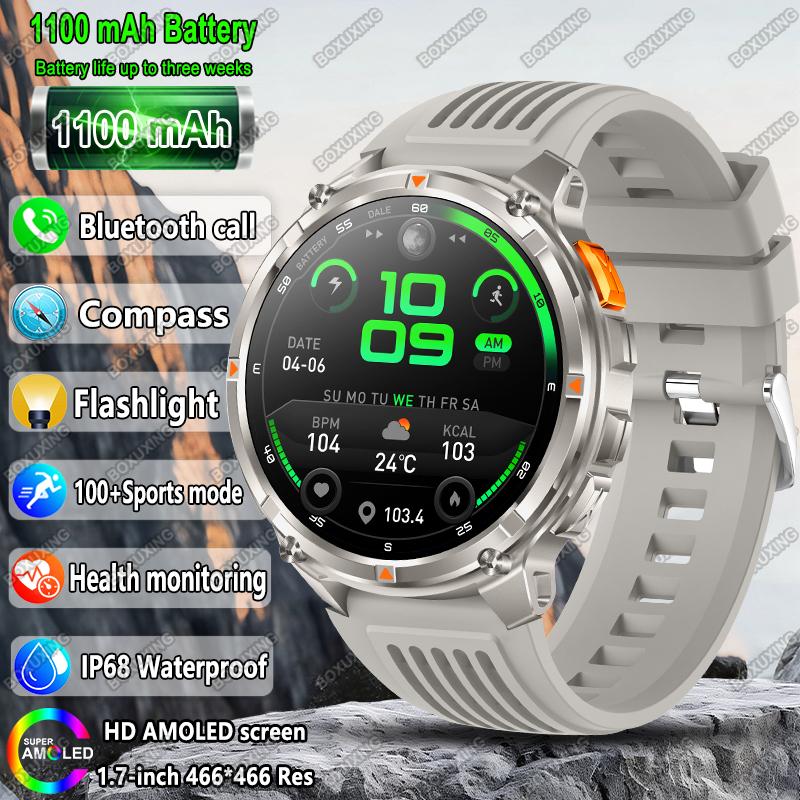New Military T-Rex 3 Smart Watch Men 1100mAh Battery AMOLED  IP68 Waterproof Outdoor Compass Bluetooth CallSport Smartwatch