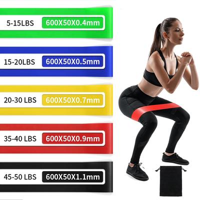 Lot de 5 Bandes de Résistance TPE Fitness Élastiques Yoga Sport Exercice Bandes Entraînement de Force Entraînement à Domicile Boucle en Caoutchouc Équipement de Gymnastique