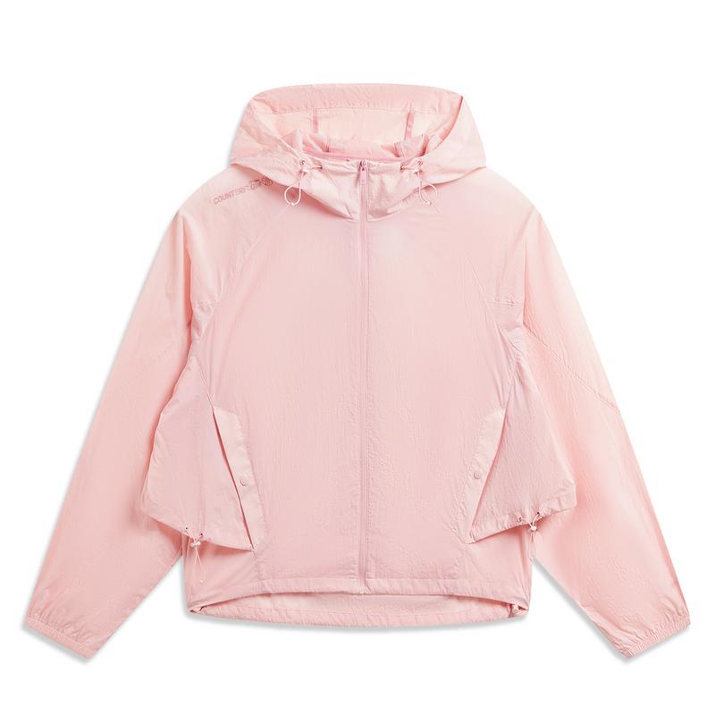 

Li Ning Outdoor CF Легкий Охлаждающий Водонепроницаемый UPF 50+ Ветровка с капюшоном Защита от солнца Женская верхняя одежда Мальвово-розовый AFDW216-1 S