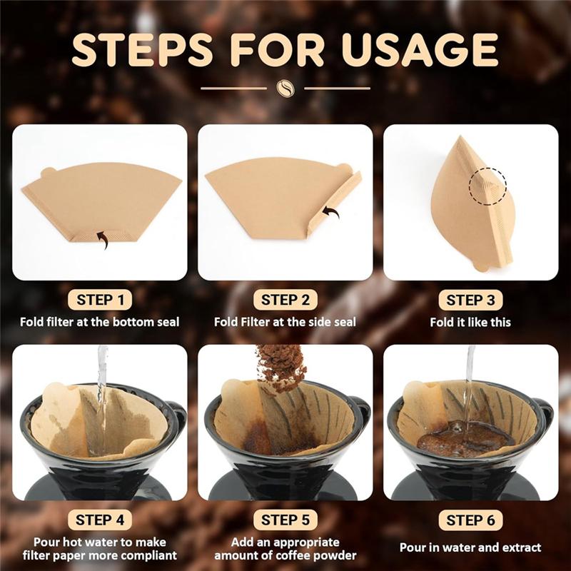 ABWR-For 8-12 Cup Drip And Pour Over Coffee Makers Compatible- 100-Pack Premium Unbleached 4-Cone Coffee Filters