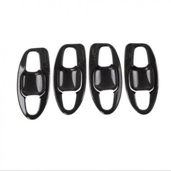 8PCS Carbon Fiber Side Door Handle Bowl Cover Trim For Subaru Forester 2019-2022