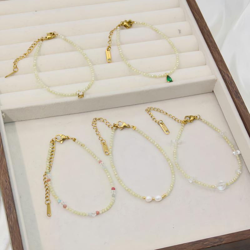 Elegant Green Zircon & Rhodonite Pearl Bracelet for Women - Fresh, Sweet, and Versatile Beaded Design