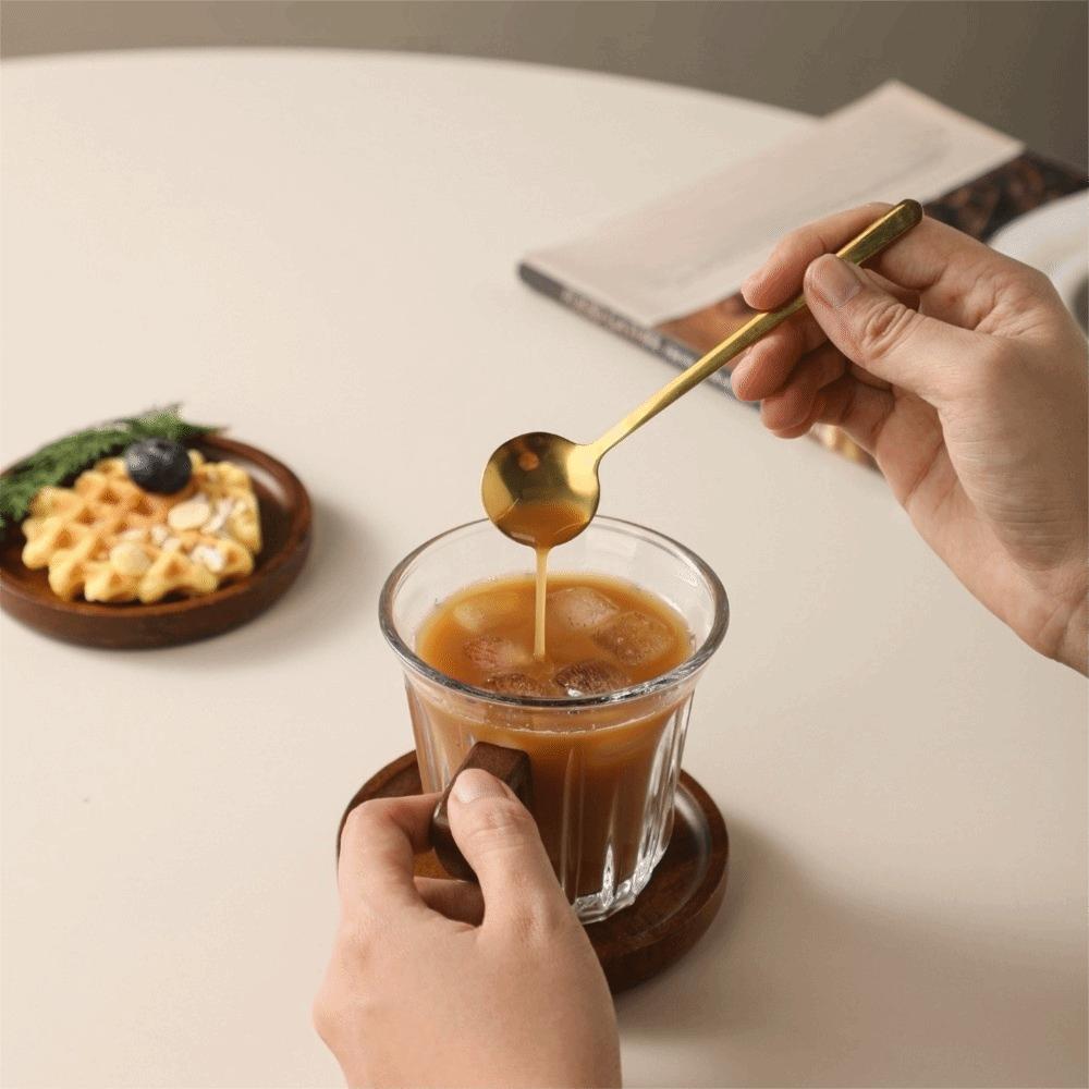 Wooden Plate Espresso Latte Cup Heat-resistant Glass Coffee Cup Milk Tea Cup  Tea Ceremony