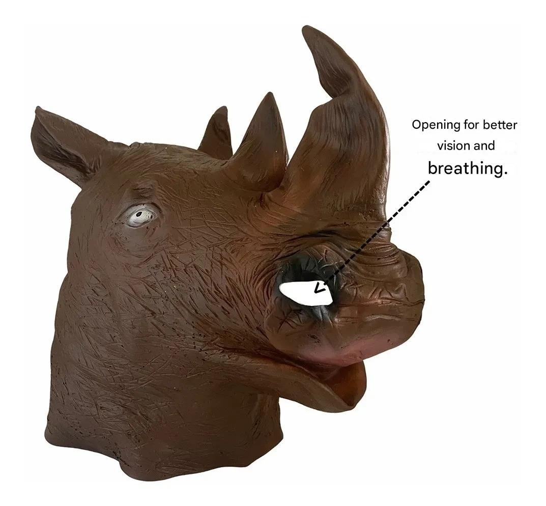 Rhino mask, animal headgear party mask Adult size коричневый