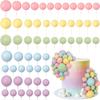 56 PCS Ball Cake Toppers - Colorful Pearl Cake Decorations for Birthday, Wedding, Cupcakes Ball Party Supplies DIY Dessert Decor