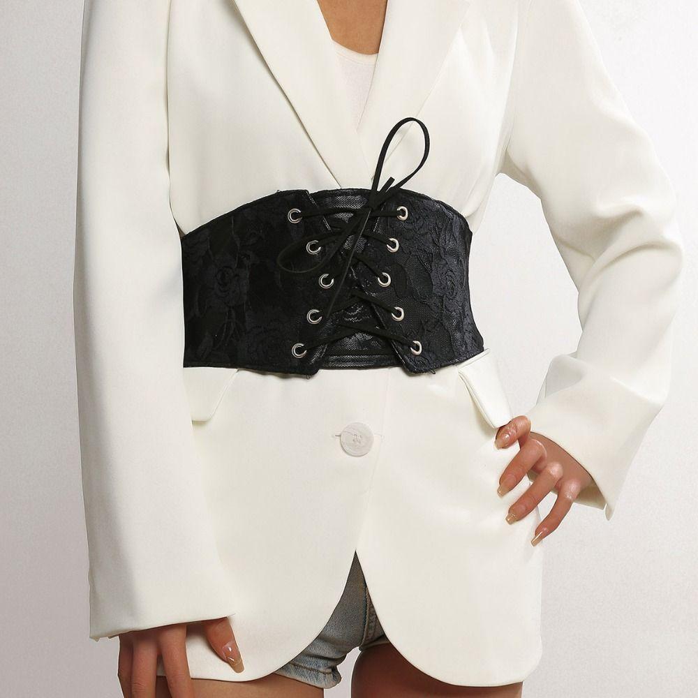 Black Lace Cummerbunds Chest Support Waist Belt Vintage Women Waistband  Daily