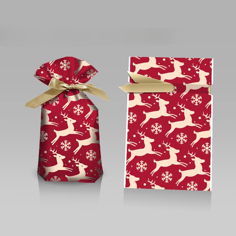 10 Pieces of Christmas Gift Cartoon Bag Gift Box Candy Biscuit Bag Decoration Christmas Party Gift Bag Birthday Party