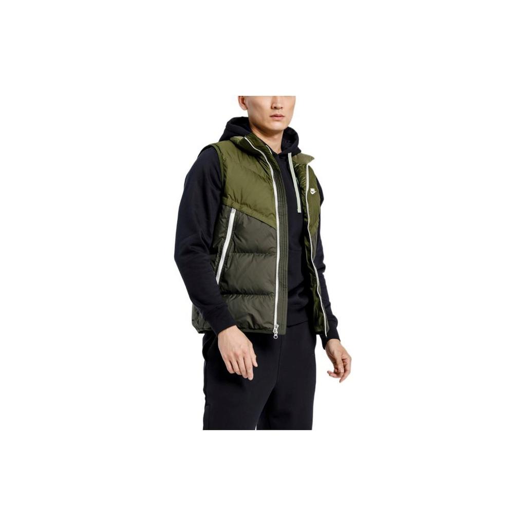 Nike Chaleco Acolchado Casual Deportivo con Estampado de Logotipo del Alfabeto para Hombre, Ropa Exterior Verde DD6818-326