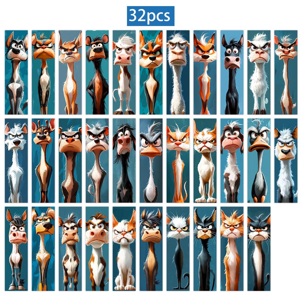 

32pcs, Angry Animals Bookmarks, Back to School Season, Christmas, Halloween, Suitable for Teachers, Readers, and Birthdays.