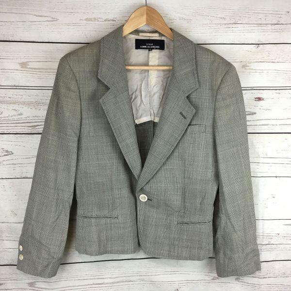 

90-е AD1992 Винтажный трикотажный приталенный пиджак COMME des GARCONS Серый на одной пуговице Женский M