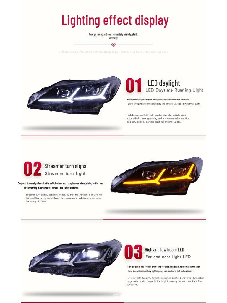 10-13 Reiz LED Headlight Assembly with Daytime Running Light and Turn Signal