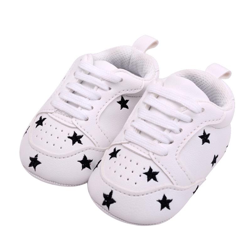 Babyschuhe Neugeborene Jungen Mädchen Herz Stern Muster Lauflernschuhe Kinder Kleinkinder Schnürschuhe PU Turnschuhe