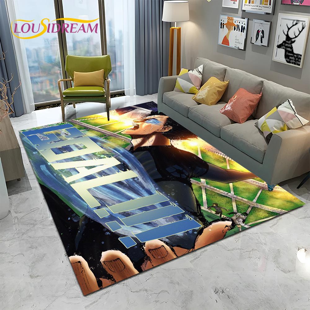 Teppich mit Cartoon-Motiv, blaues Schloss, Fußball, Anime, für Zuhause, Wohnzimmer, Schlafzimmer, Sofa, Fußmatte, Dekoration, Kinderspielbereich, rutschfeste Bodenmatte