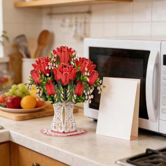 Evigt Blommande 3D Pop-Up Blommkort Handgjort Återvinningsbart Papperskort Eviga Romantiska Minnen Alla Hjärtans Dag Jubileum Födelsedagspresenter