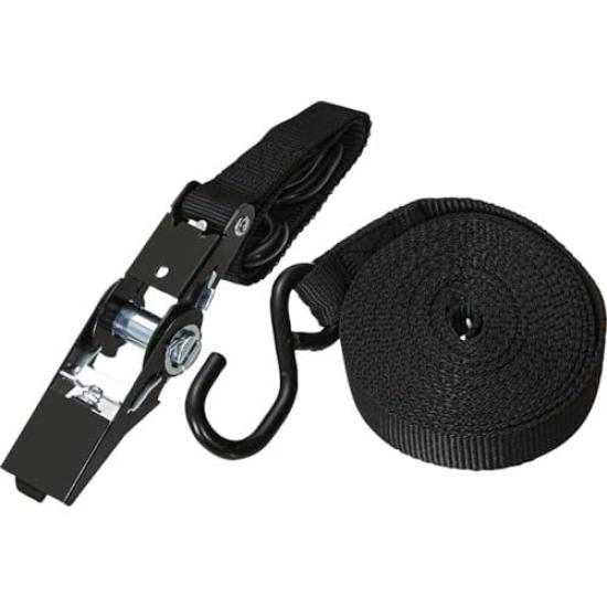 TRUSCO Simple Binding 25mm x Double Hook Black Ratchet Belt, 5m, Type, (with Function), TSB-255F-BK