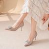 High heels women's thin heels pointed head shallow mouth women's shoes rhinestone shoes versatile new models