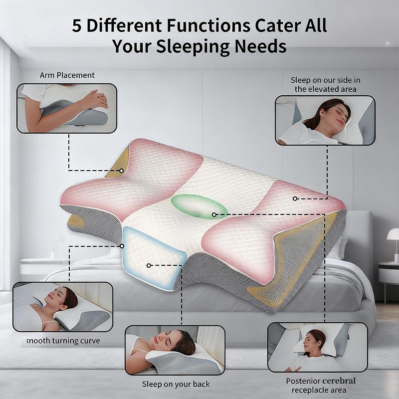 Side Sleeper’s Single Sided Memory Foam Pillow  Slow Rebound Cervical Support Pillow Core Adult Enhancing Space Cotton Pillow