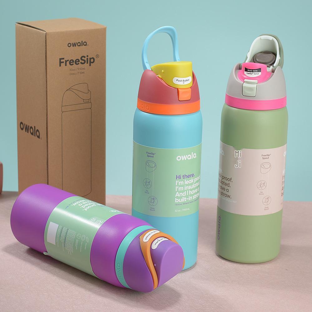 Owala Fruchtbecher 304 Edelstahl Doppelwandig Vakuumisoliert Sport-Wasserflasche mit Griff