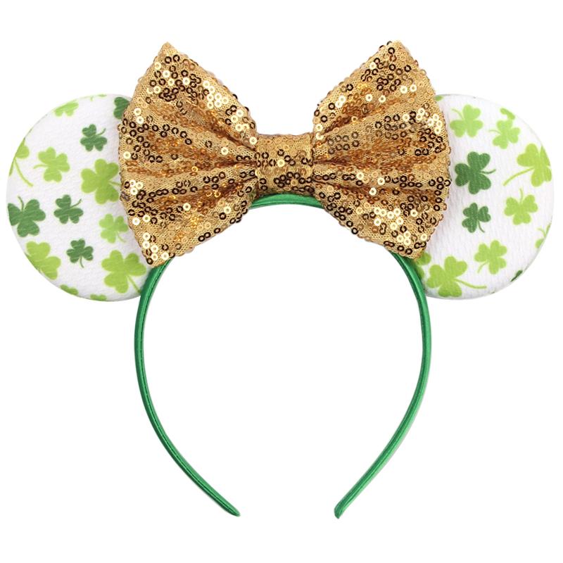 Mode St. Patrick Glitzer Mausohren Stirnband Mädchen Pailletten Haarschleife Festival Haarband Party DIY Haaraccessoires Mujer