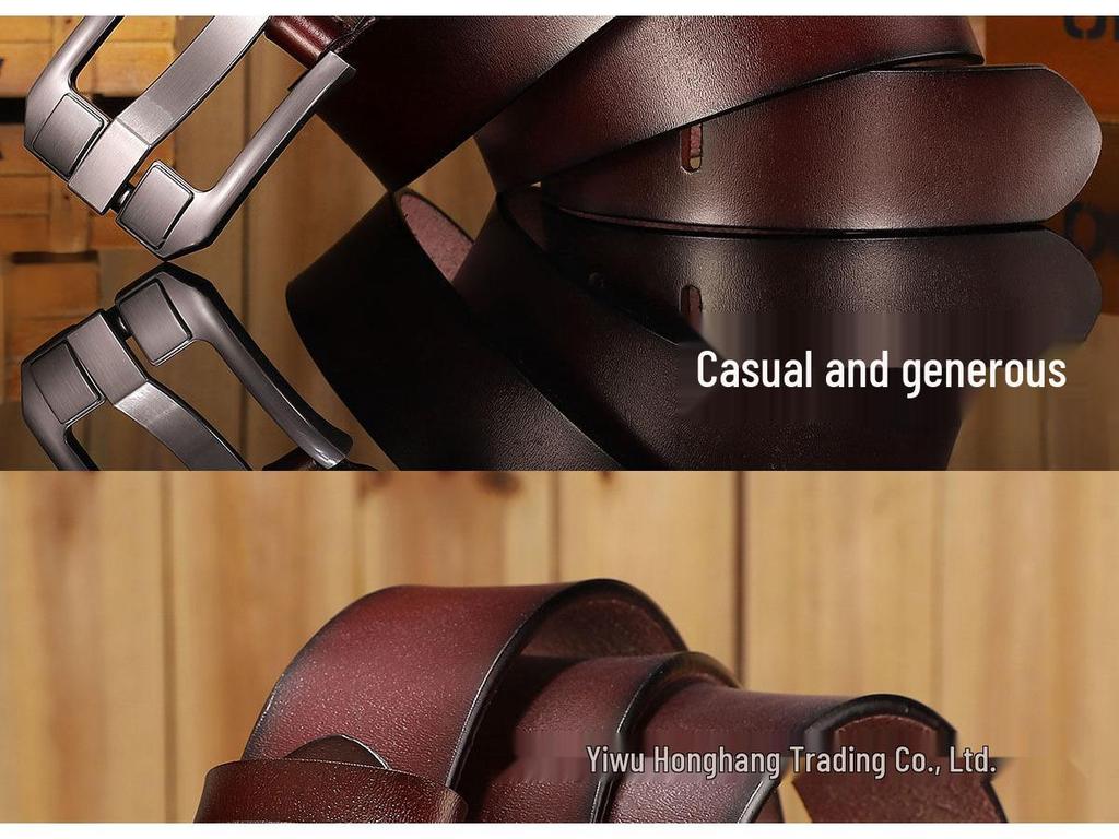 Herren Breit Vintage Rindsleder Gürtel mit Dornschließe - Übergröße