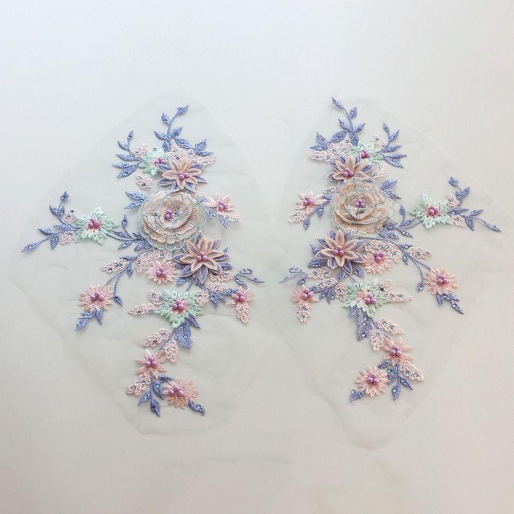 3D Flower Floral Embroidered Patches Pearl Stamen Flower Patches DIY Clothing Decoration