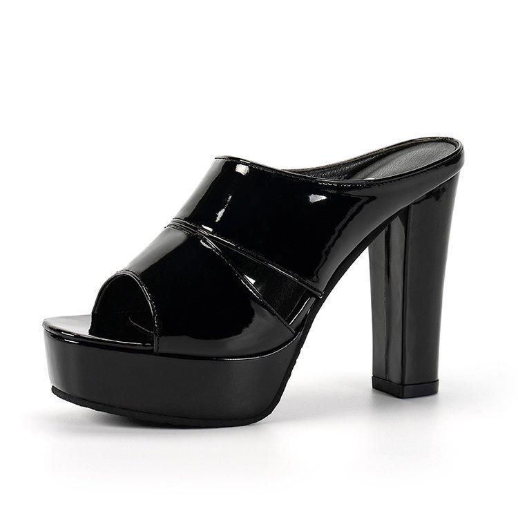 

Slippers women s outer wear 2021 summer new fashion waterproof table one-word mop versatile high heels thick heel sandals women 34 чёрный
