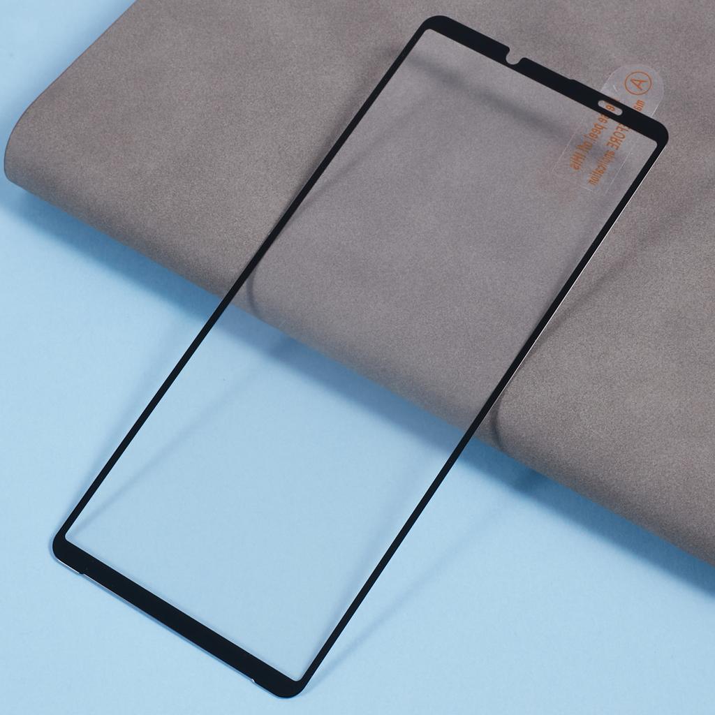 For Sony Xperia 10 VI Tempered Glass Electroplating Anti-Fingerprint Silk Printing Full Glue Screen Protector