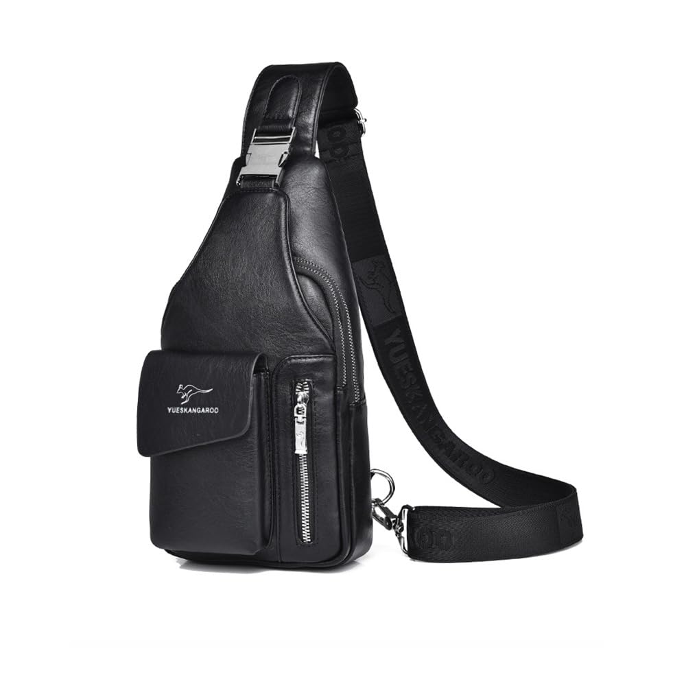 Whatna Leather Shoulder Crossbody Chest with Earphone Hole and Key Fits iPad Horizontal Perfect for Shoulder or Bicycle Gift for Men's 3-Way Bag, Bag,