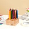 Wood Multi-Purpose Brush Holder for Calligraphy & Painting Compartments Art Supply Storage for Students Artists Modern Pen Stand