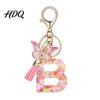 Compact Keychain Pink Series Pendant Sequins Heart Initial Letter Charm Key Chain