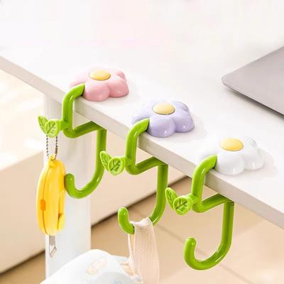 Portable Bag Hook Flower  Plastic Table Hook Purse Handbag Travel Bag Organizer Holder Office Decor Plastic Desk Side Hooks