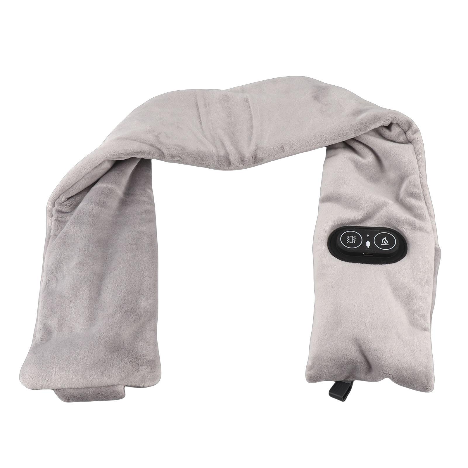 Электрический подогреваемый шарф на шею с вибрационным массажем, двусторонний бархатный, плотный, мягкий, электрический нагревательный шарф, обертка для шеи, подогреваемая обертка для шеи серый