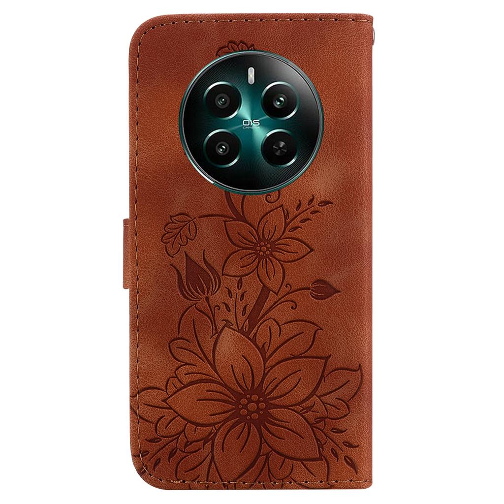 For Realme 12 4G/12+ 5G/Narzo 70 Pro 5G Case PU Leather Card Holder Flower Imprinted Phone Cover
