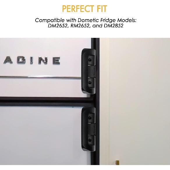 RV Refrigerator Door Latch, Camper Refrigerator #3851174023 Replacement Handle Compatible With Dometic Fridge DM2652, RM2652, RM2852, Black Door