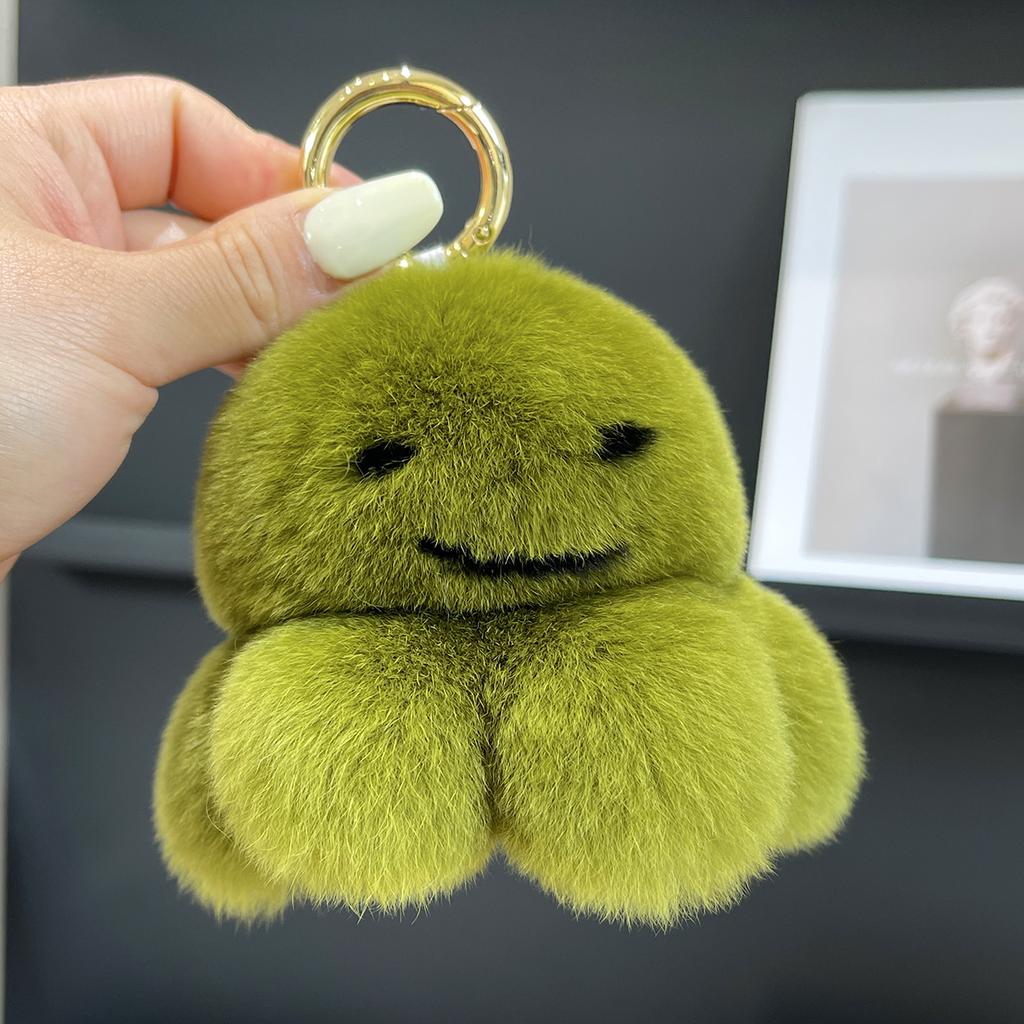 Real Rex Rabbit Hair Cute Little Octopus Bag Pendant Car Key Chain Doll Bag Wool Ball Creative Plush Hanger