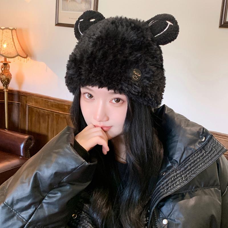 

Осень и зима милая универсальная красная панда уличная утолщенная бархатная ветрозащитная шапка-панама мультяшная теплая шерстяная шапка Average size (56cm~ 58cm) чёрный