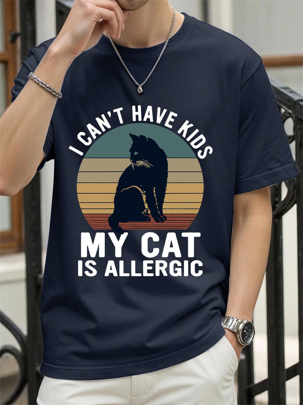 

My Cat Is Allergic To Children Prints TShirt Women Cotton Summer Tops Soft Loose ONeck Short Sleeve T Shirts Casual Clothes 3XL