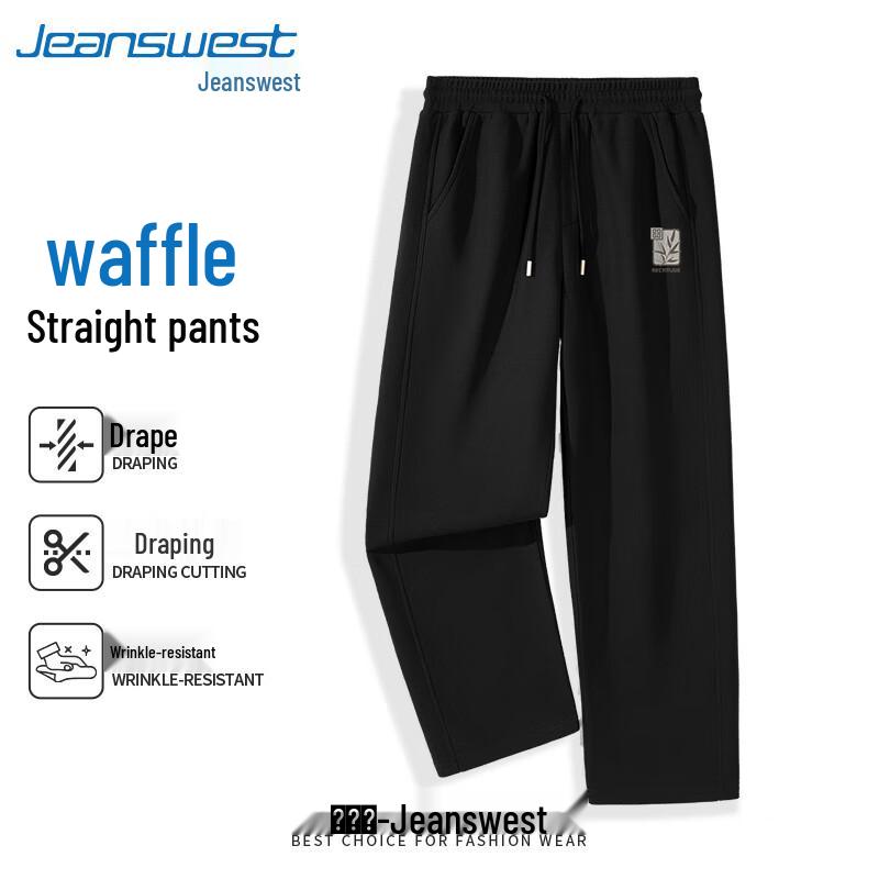 

Jeanswest Men s Loose Waffle Weave Straight-Leg Casual Pants M