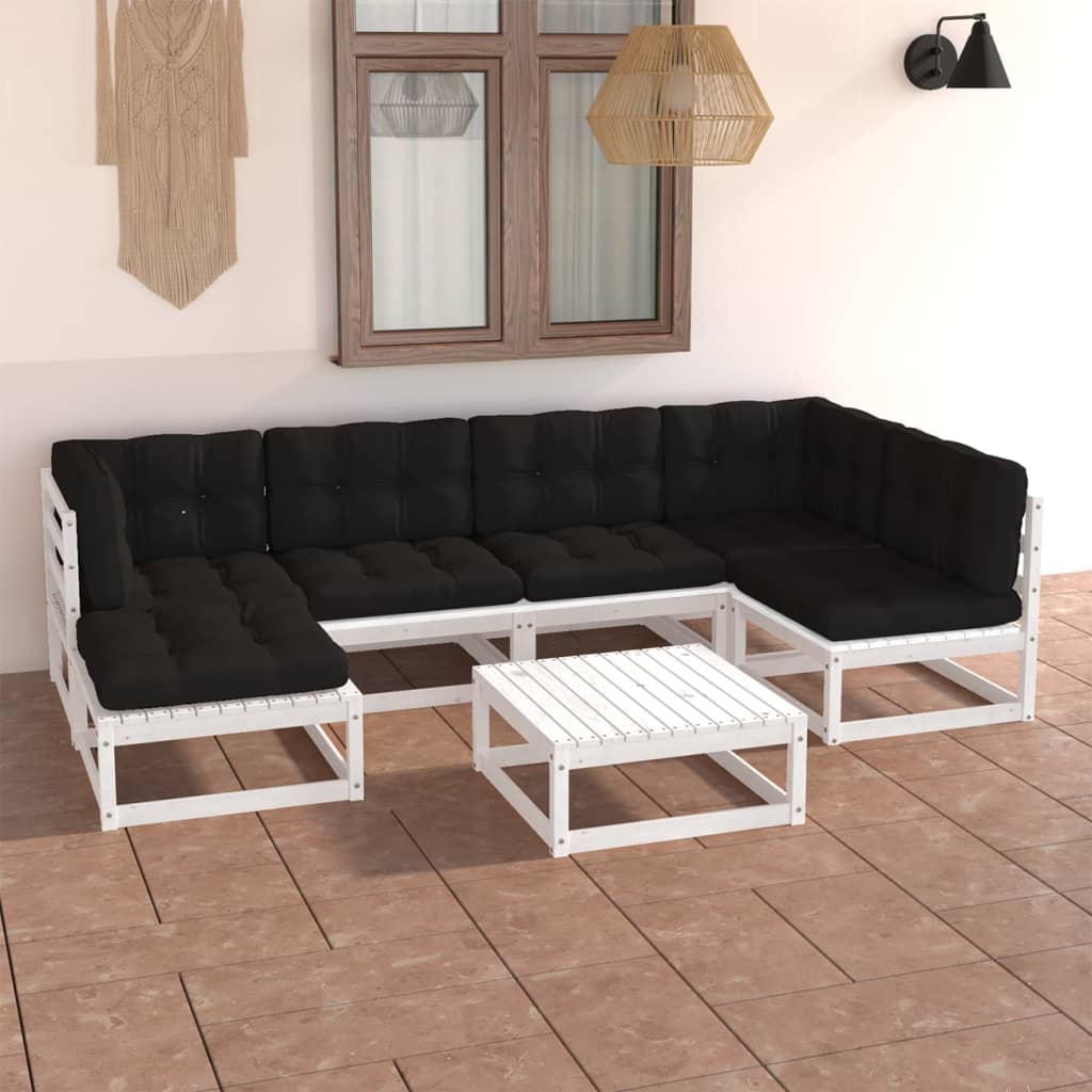 7 Piece Garden Lounge Set with Cushions Solid Pine Wood