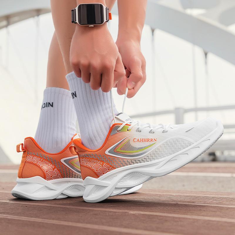 Fashion Gradient Fashion Running Shoes for Men, Large-sized Outdoor Sports Casual Lace-up Soft-soled and Breathable Sports Shoes