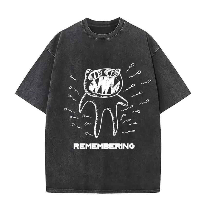 Oversize'owa koszulka z krótkim rękawem w stylu acid wash z ikonicznym logo niedźwiedzia Radiohead i nadrukiem sloganu „Keep Calm and Listen to Radiohead”