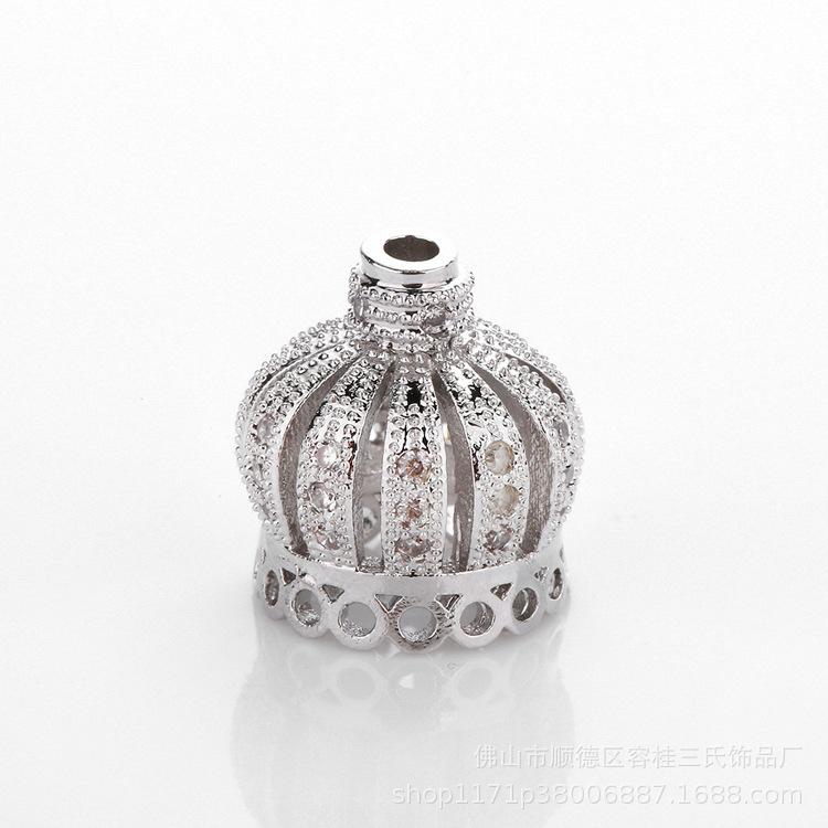 

5 Pcs/lot Copper Micro Inlaid Zircon Tassel Hat Crown Pendant Necklace DIY Jewelry Accessories Wholesale 15 mm
