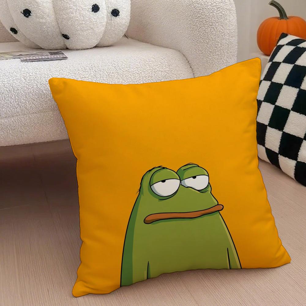 cute frog Cushion Cover Throw Pillow Cover Hidden Button Durable Polyester Chair Cushion