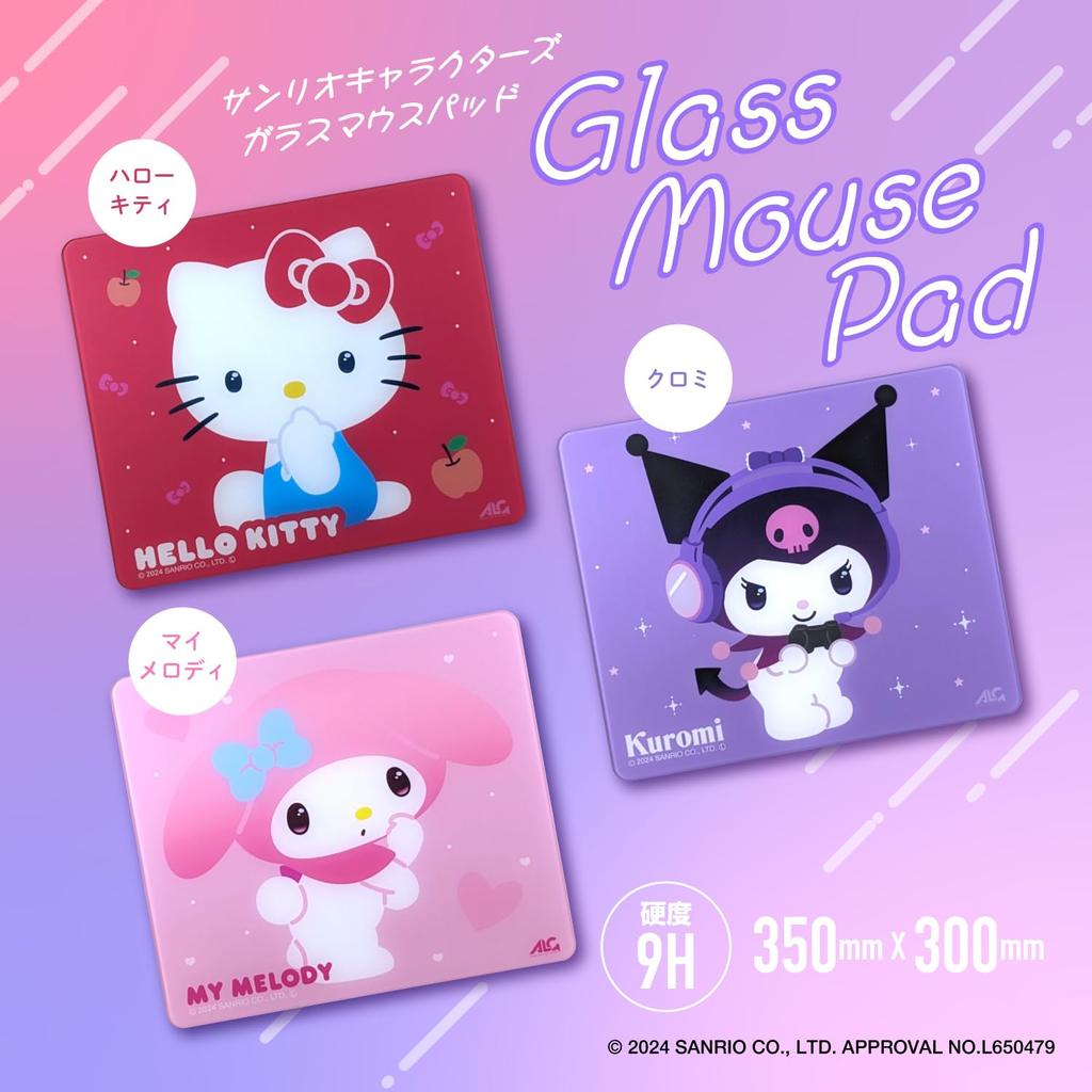ALLONE Gaming Glass Mouse Pad Sanrio Characters My Melody 30 X X 30 Cm Tempered Glass Smooth Operation Silicone Pad Compatible with Optical Gaming