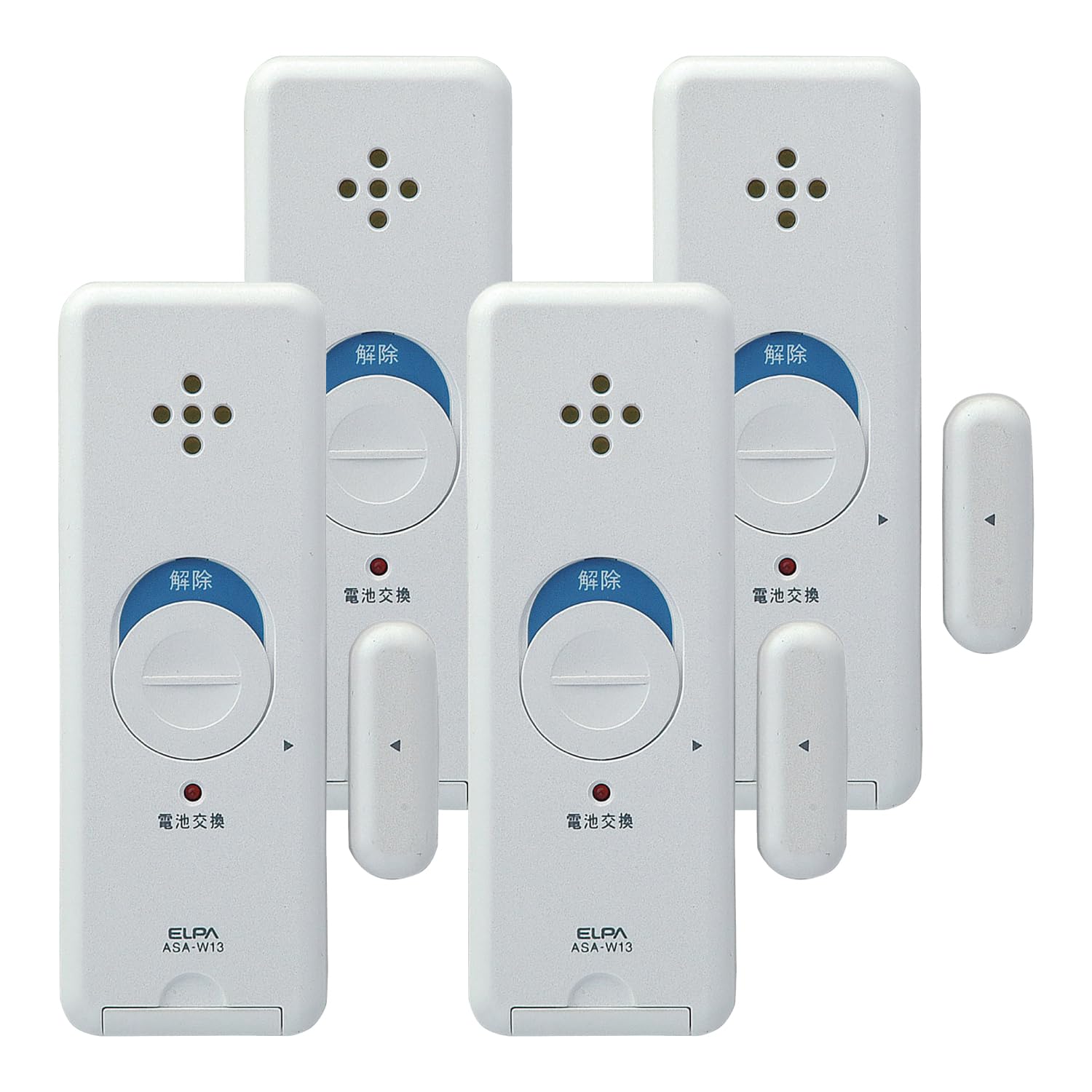 

ELPA Window Alarm, Impact and Open Detection (Double Detection Type), 4-Piece Set, White, ASA-W13-N4P(W)